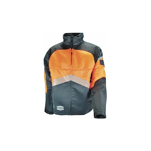 blouson de bûcheronnage. tissus enduit déperlant, imperméable, col polaire,2 poches- norme ce en381-11, classe 1 - 20 m/s taille