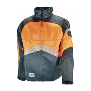 blouson de bûcheronnage. tissus enduit déperlant, imperméable, col polaire,2 poches- norme ce en381-11, classe 1 - 20 m/s taille