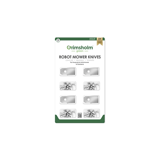 blister de 36 lames pour robots flymo - gardena - husqvarna modèles 1200r, r38li, r40li, r45li, r50li, r70li, r80li, r160, silen