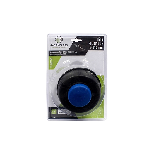 blister tête complète double fil adaptable pour machines husqvarna modèles t-35. diamètre 115mm. adaptateur filetage m10 x 1,25m