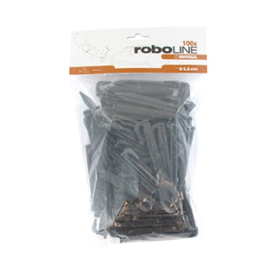lot de 100 clous / cavaliers plastiques universels. pour fixation des câbles périphériques de tondeuses robotisées. longueur : 9