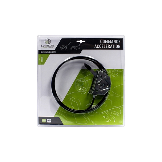 commande d'accélération universelle en métal, réversible, gainée noir avec embout serti. (sous coque).