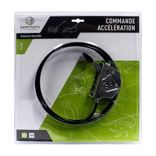 commande d'accélération universelle en métal, réversible, gainée noir avec embout serti. (sous coque).