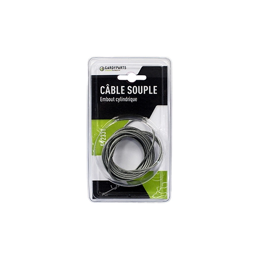 câble universel souple 19 fils à embout cylindrique étagé. l totale: 2500mm, ø: ext: 2mm. (sous coque).