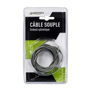 câble universel souple 19 fils à embout cylindrique étagé. l totale: 2500mm, ø: ext: 2mm. (sous coque).