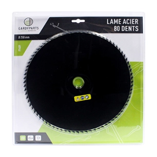 lame acier 80 dents pour débroussailleuse, dimensions coupe: 250mm, alésage: 25,4mm, ep: 1,9mm. (sous coque).