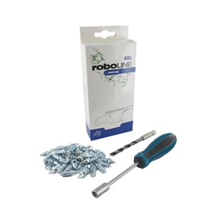 jeu de 40 pointes universelles avec outil de montage pour tous les modèles de tondeuses robot avec roue plastique. procure une m