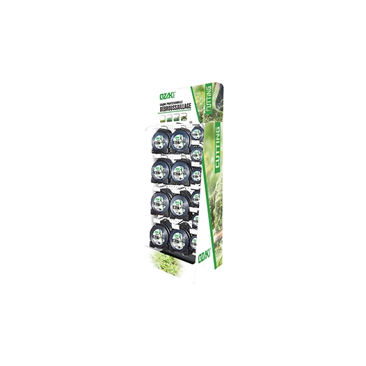 présentoir avec assortiment de 8 références de fil ozaki aluline.