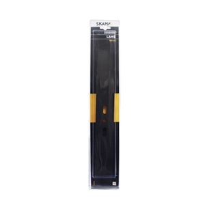 lame universelle droite soufflante pour tondeuse. longueur : 380 mm alésage central : 10 mm entraxe trous extérieurs : 45/75 mm.