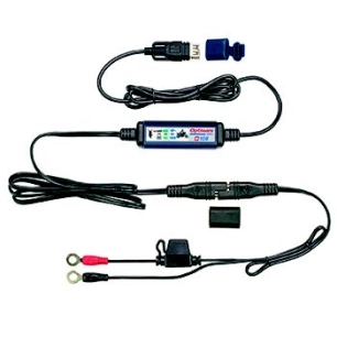 accessoire tecmate. chargeur usb 3 300 ma avec extinction automatique de la batterie, résistant aux intempéries, sae, câbles in