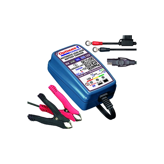 chargeur de batteries optimate 1 voltmatic 6v ou 12v agm, gel et std de 2 - 28ah. courant 0,6a (courant constant). tension nomin