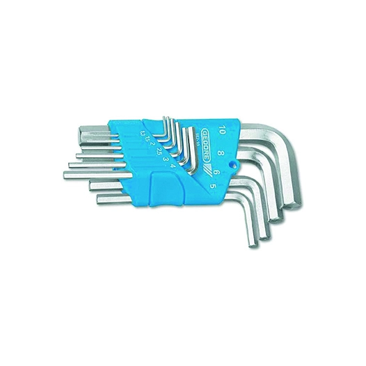 jeu de clés mâles coudées gedore au dimensions métriques 1,3 - 1,5 - 2 - 2,5 - 3 - 4 - 5 - 6 - 8 - 10