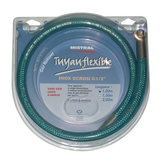 tuyau gaz naturel - flexible - inox - 1 m - mistral gaz