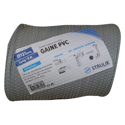 gaine souple pvc gris d.125mm 6ml filet - strulik