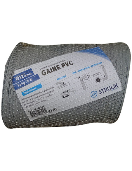 gaine souple pvc gris d.125mm 6ml filet - strulik