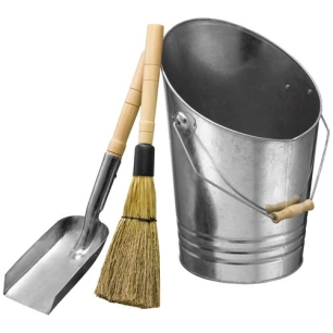 seau+pelle+balayette acier galvanisé avec poignées bois - starfeu