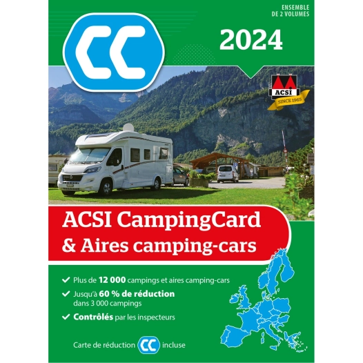guide campingcard & aires camping-cars 2024 français - acsi