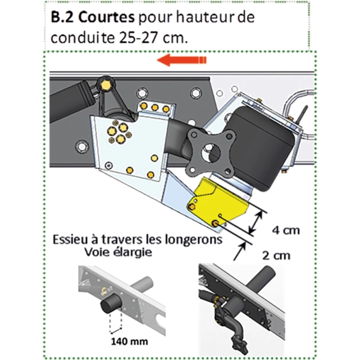 entretoises métalliques pour suspension châssis x250 pour référence 030305 courtes - dunlop