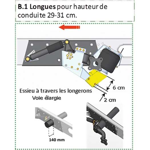 entretoises métalliques pour suspension châssis x250 pour référence 030305 longues - dunlop