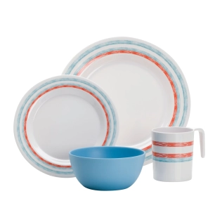 pack de vaisselle en mélamine just stripes 16 pièces - flamefield