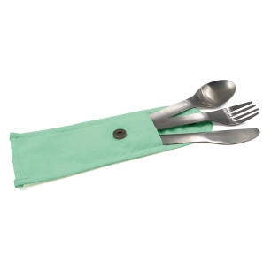 couverts nomades en inox pochette verte - cookut