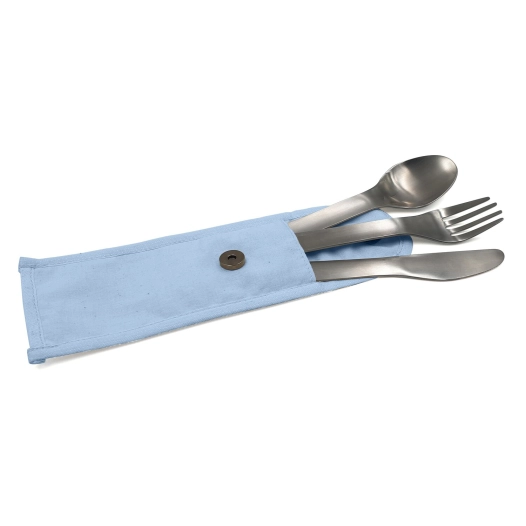 couverts nomades en inox pochette bleue - cookut