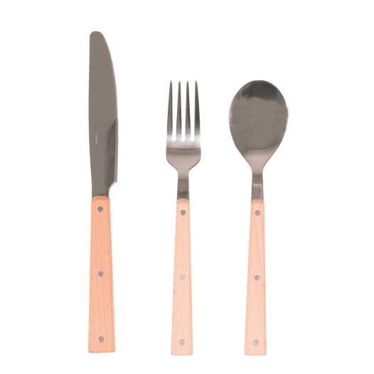 set de 6 couverts avec manches en bois - bo-camp