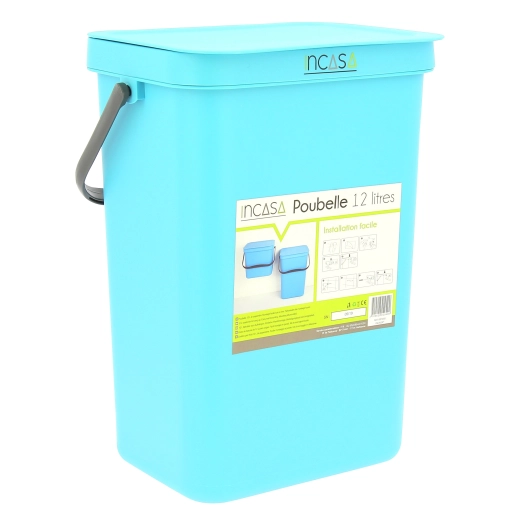 poubelle à suspendre 12 litres bleue - incasa