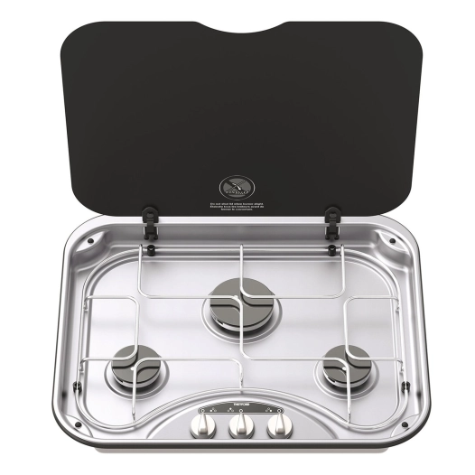 réchaud encastrable 3 feux basic line 345 avec grille chromée - thetford