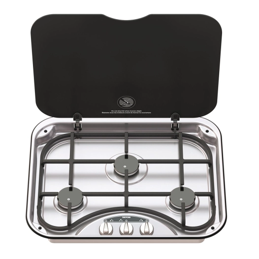réchaud encastrable 3 feux basic line 345 avec grille en fonte - thetford
