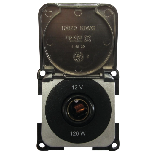 prise 12 volts diamètre 12 mm gris métal