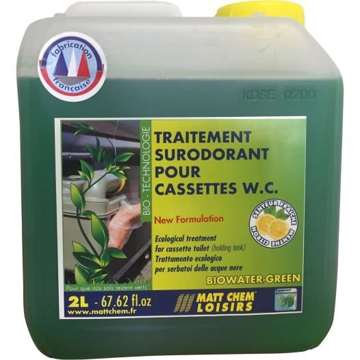 traitement surodorant pour cassettes wc biowater green - matt chem