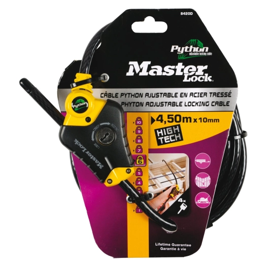 câble python™ ajustable longueur 4,50 m - masterlock