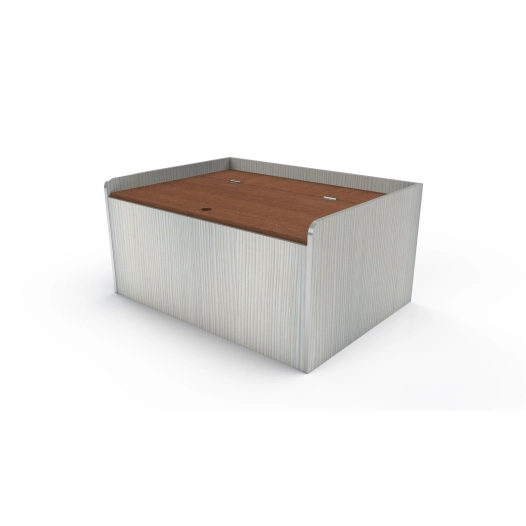 banquette coffre 90cm avec dossier en bois stratifié cérusé 2 faces - conversion van