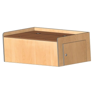 banquette coffre 120cm avec dossier en bois stratifié cérusé 2 faces - conversion van
