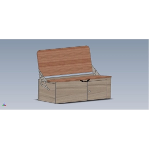 banquette 3 positions 120cm bois brut - conversion van