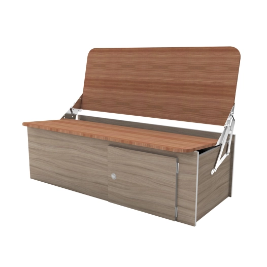 banquette 3 positions 120cm bois stratifié cérusé 2 faces - conversion van