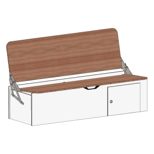 banquette 3 positions 150cm bois stratifié cérusé 2 faces - conversion van