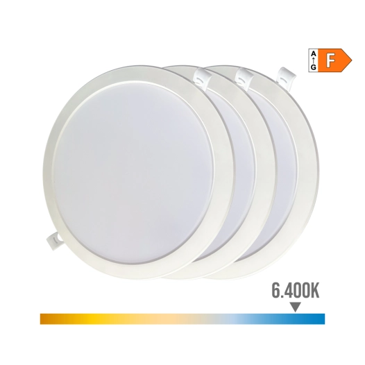 pack 3 downlights led 18w, lumière froide 6400k