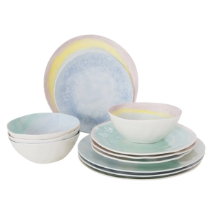 pack de vaisselle en mélamine pastel barfleur - 12 pièces - bo-camp