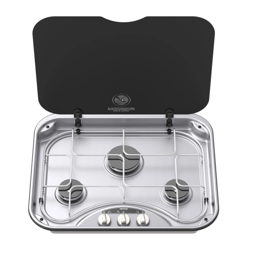 réchaud encastrable 3 feux basic line 345 avec grille chromée - thetford