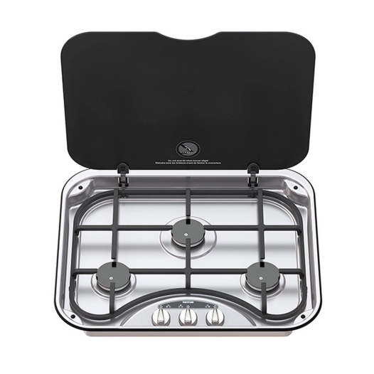 réchaud encastrable 3 feux basic line 345 avec grille en fonte - thetford