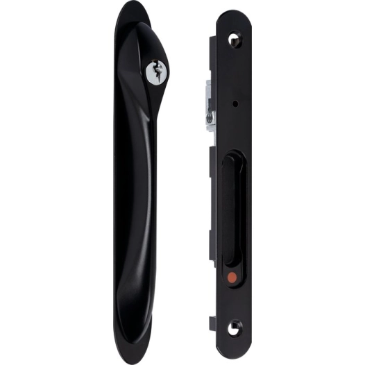 Fermeture encastrée rénovation coulissant alu, coquilles doubles à cylindre noire