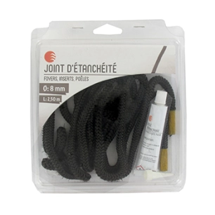 joint d'étanchéité des foyers, inserts et poêles (sans amiante) de ø: 8 - longueur 2,50 m. pl