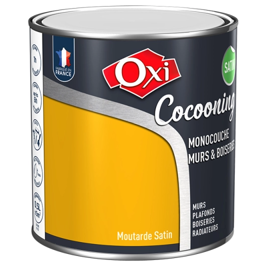 Peinture OXI murs et boiseries COCOONING satin moutarde 0,5L - OXI
