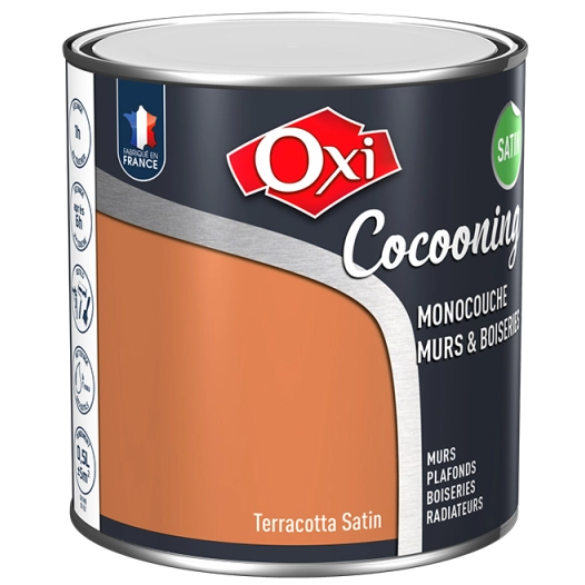 Peinture OXI murs et boiseries COCOONING satin terracotta 0,5L - OXI