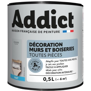 Peinture ADDICT Déco.M&Bois mat cendre 0,5L - ADDICT