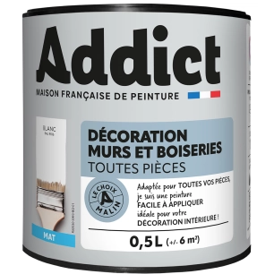 Peinture Décoration Murs et Boiseries Mat 0.5L - Noir - ADDICT
