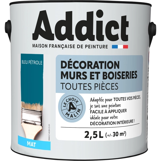 Peinture ADDICT Déco.M&Bois mat bleu pétrole 2,5L - ADDICT