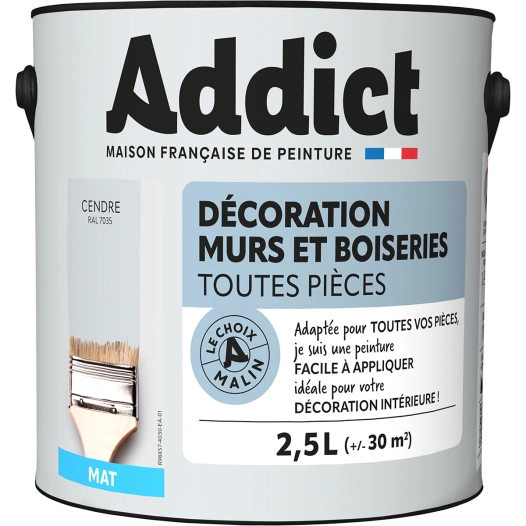 Peinture ADDICT Déco.M&Bois mat cendre 2,5L - ADDICT